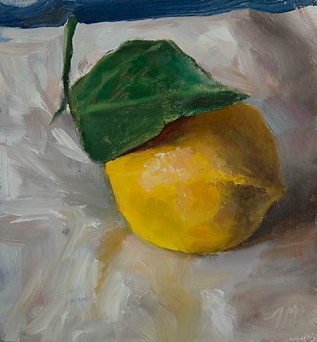 daily painting titled Lemon and Leaf