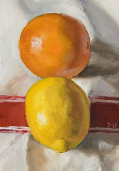 daily painting titled Orange and Lemon