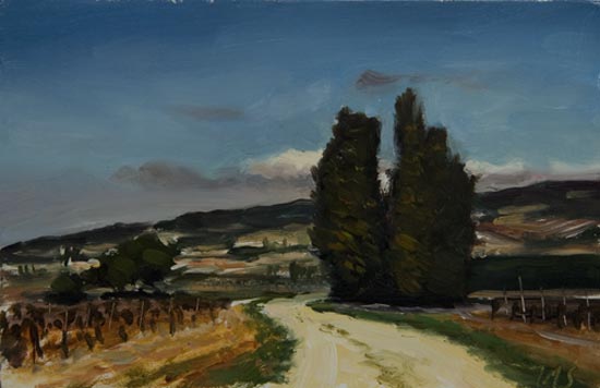 daily painting titled Vineyards near Cairanne