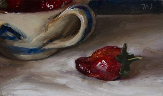 daily painting titled Strawberries and Cup