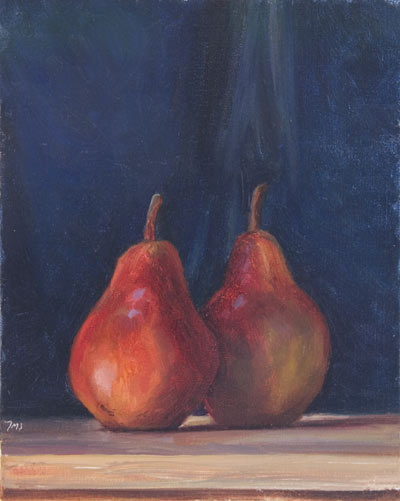 daily painting titled Two Red Pears