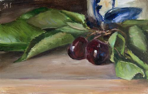 daily painting titled Cherries from Chauvet's Orchard