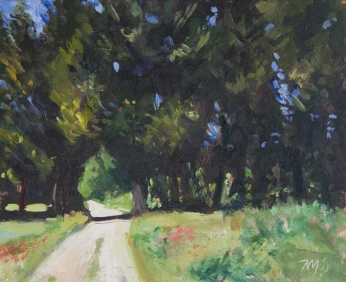 daily painting titled Track Through Cypresses
