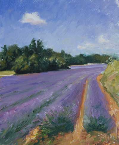 daily painting titled Lavender Fields at Bonnieux
