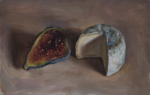daily painting titled Fig Half and Goats Cheese