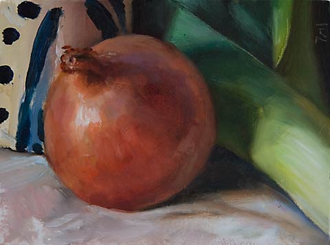 daily painting titled Onion, Leek and Cup
