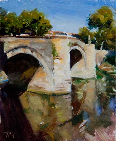 daily painting titled The Bridge at Bedarrides