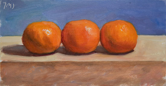 daily painting titled Three Clementines