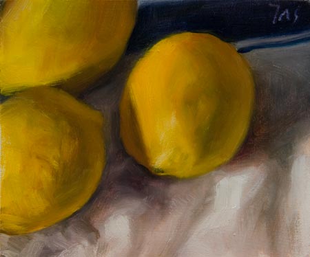 daily painting titled Three Lemons
