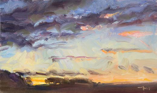 daily painting titled Sunset at Les Couguieux,  (Study no.2)