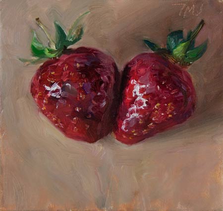 daily painting titled Two Strawberries