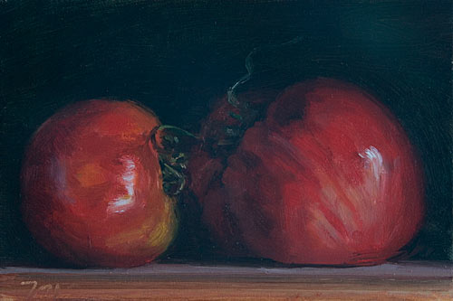 daily painting titled Two Tomatoes