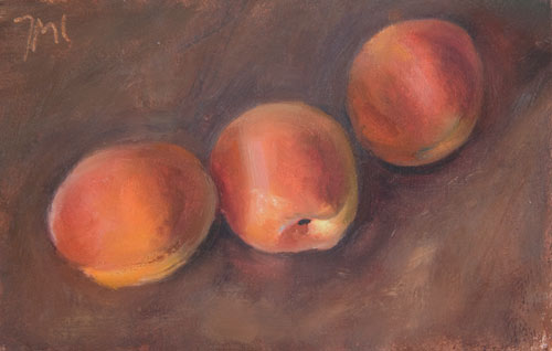 daily painting titled Three Apricots