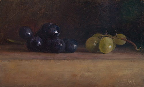 daily painting titled Black and White Grapes