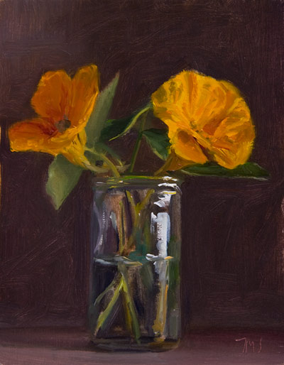 daily painting titled Flowers in a Jar