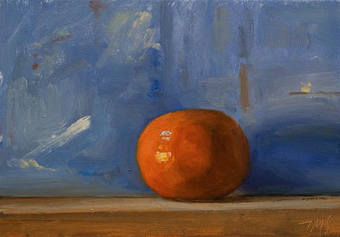 daily painting titled Clementine with Blue Background