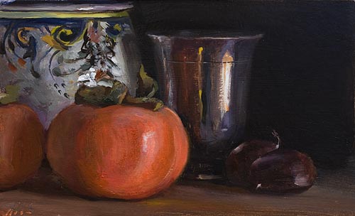 daily painting titled Still Life with Persimmon
