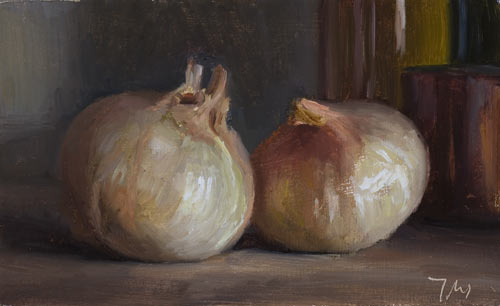 daily painting titled Still Life with Sweet Onions