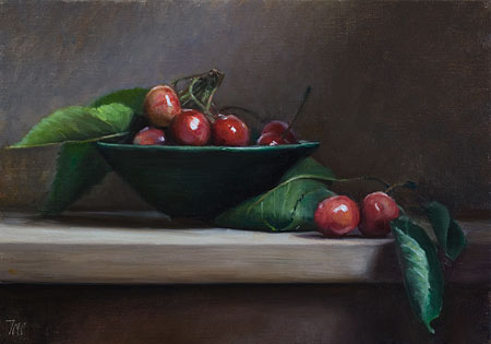 daily painting titled Still Life with Bowl of Cherries