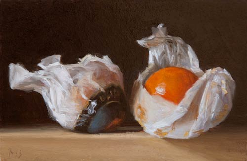 daily painting titled Wrapped Clementines