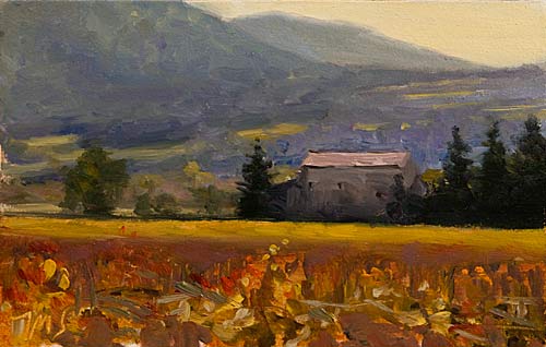 daily painting titled Autumn Vineyards, Sablet