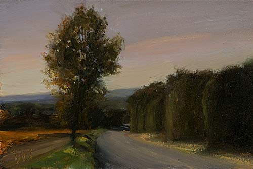 daily painting titled Road to Bedoin, evening
