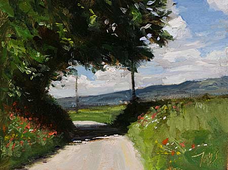 daily painting titled Route de Modene, printemps