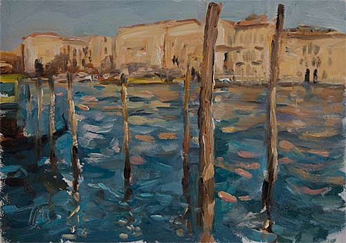 daily painting titled Mooring posts, Grand Canal