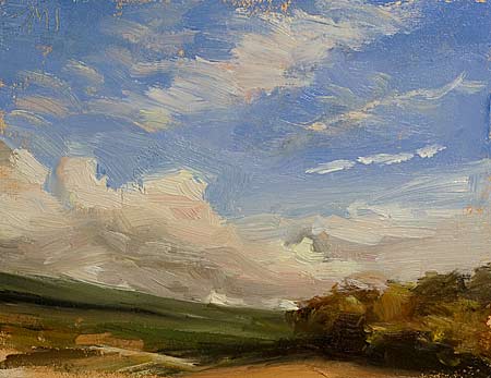 daily painting titled Autumn clouds, (View from my window)