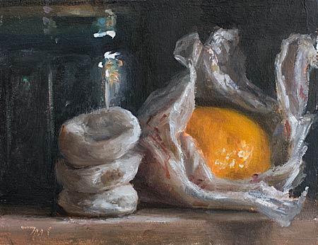 daily painting titled Mandarin and dried figs