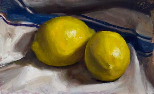 daily painting titled Two Lemons