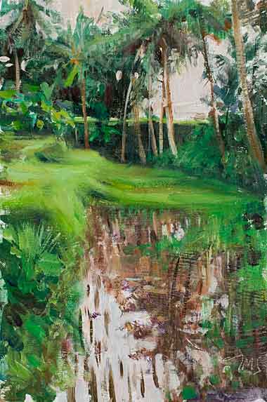 daily painting titled Rice paddies, Ubud