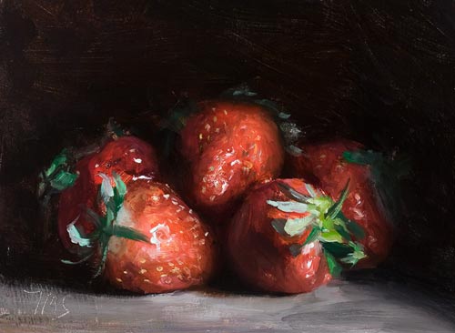 daily painting titled First strawberries