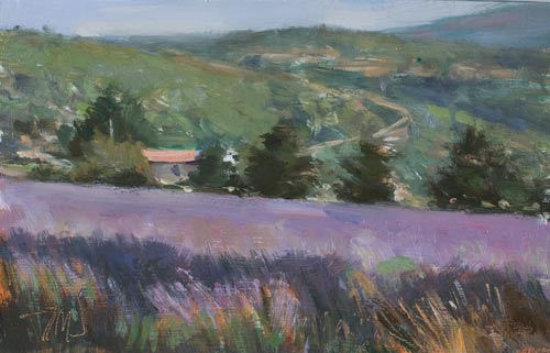 daily painting titled House in the lavender fields
