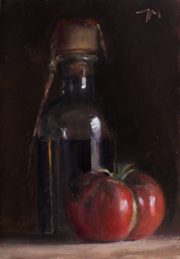 daily painting titled Tomato and balsamic vinegar