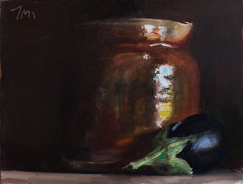 daily painting titled Jug and aubergine
