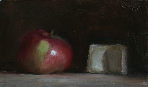daily painting titled Apple and goat's cheese