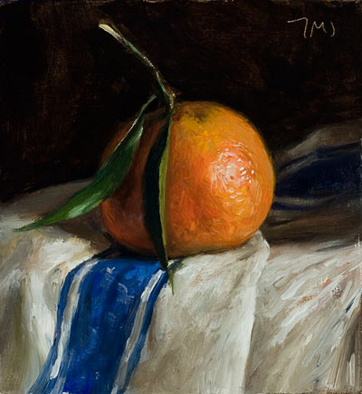 daily painting titled Clementine on a french cloth