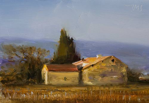 daily painting titled Winter in Gigondas