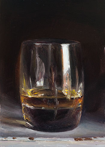 daily painting titled Single malt (reflections in a glass of whisky)