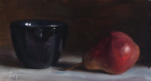 daily painting titled Pear and bowl