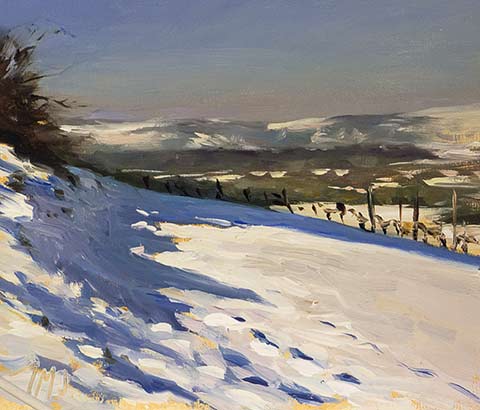 daily painting titled Vineyards and snow