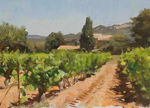 daily painting titled House and vineyard, Beaumes-de-Venise