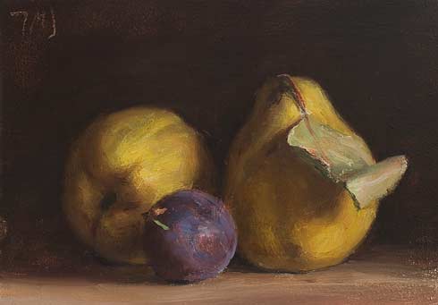 daily painting titled Quinces and plum