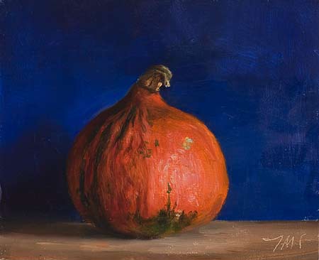 daily painting titled Potimarron with blue background