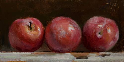 daily painting titled Three red plums