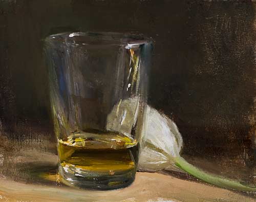 daily painting titled Whisky and white tulip