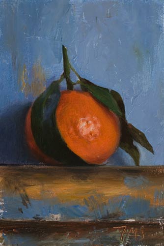 daily painting titled A clementine on my easel