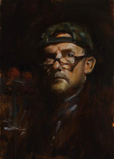daily painting titled Night portrait with baseball cap
