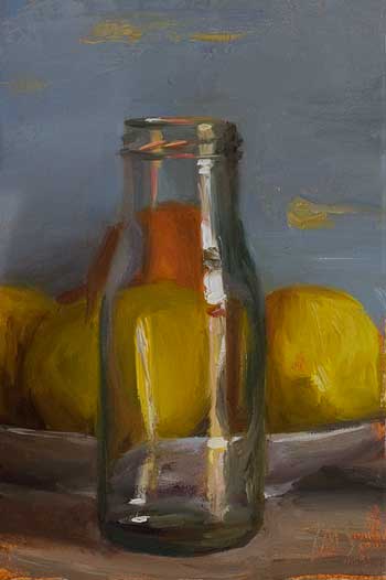 daily painting titled Jar and lemons
